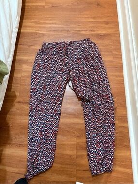 Forever 21 Red, Navy & White Printed Jogger Pants